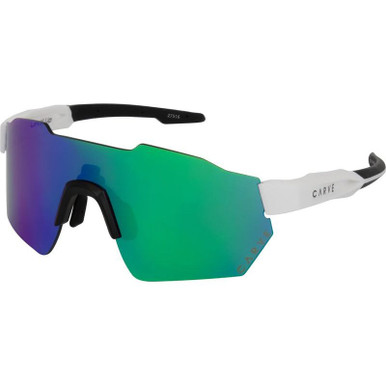 Carve Level Up, Matte White/Green and Green Iridium Mirror Lenses