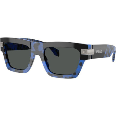 Versace VE4464, Blue Havana/Dark Grey Lenses 52 Eye Size