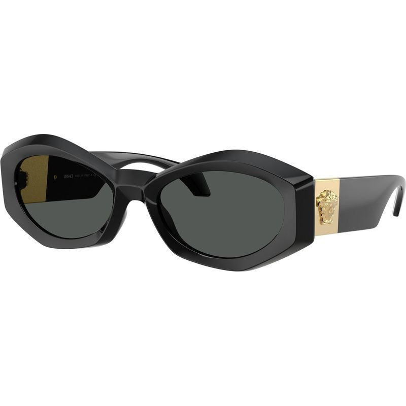 Embellished round sunglasses in black - Versace