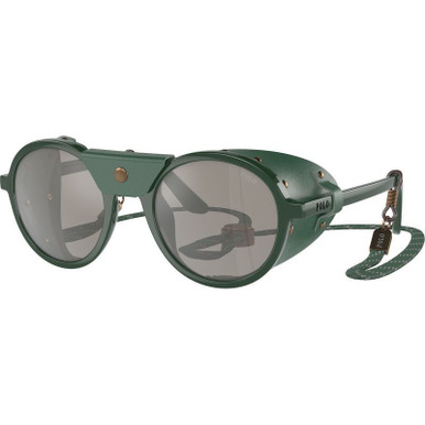 Shiny Green/Light Grey Silver Mirror Lenses