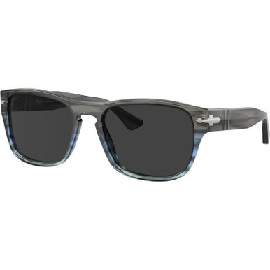 PO3341S - Striped Grey and Blue Gradient/Dark Grey Polarised Glass Lenses 55 Eye Size