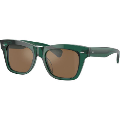 Oliver Peoples Ms Oliver OV5542SU, Translucent Dark Teal/Cognac Mirror Glass Lenses