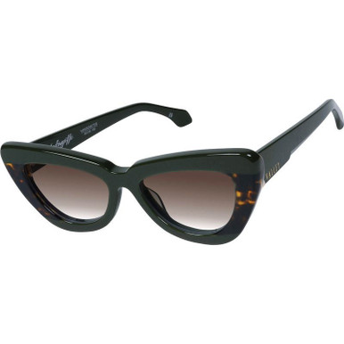 Valley Eyewear Lafayette, Army Green Clear Tort Splice with Gold Metal/Brown Gradient Lenses