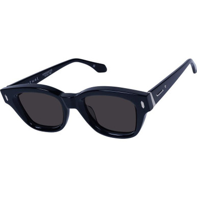 Valley Eyewear Ritual, Gloss Black with Silver Metal/Black Lenses