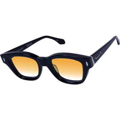 Valley Eyewear Ritual, Gloss Black with Silver Metal/Orange Gradient Lenses