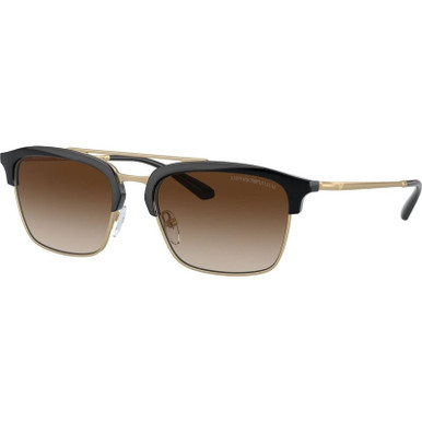 Emporio Armani EA4228, Shiny Black and Matte Pale Gold/Brown Gradient Lenses