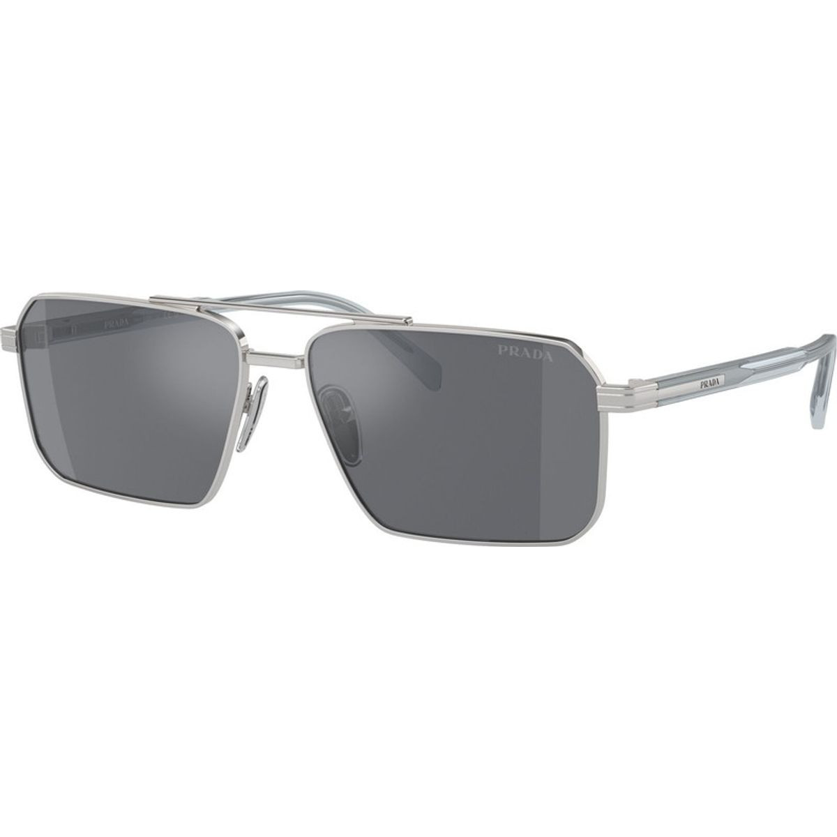 Shop Prada PRA57S Sunglasses Silver/Dark Grey Flash Silver