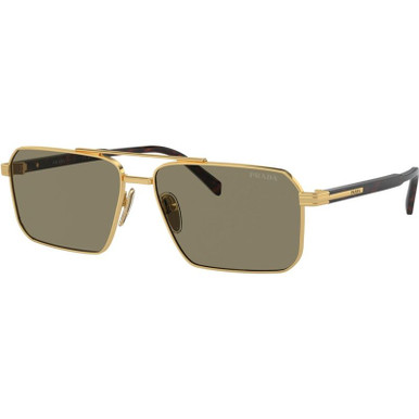 Prada PRA57S, Gold/Light Brown Lenses 61 Eye Size