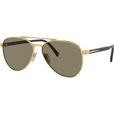 Prada PRA58S, Gold/Light Brown Lenses 61 Eye Size