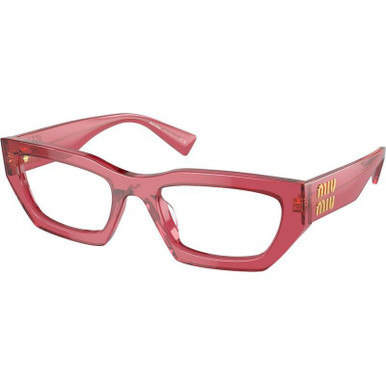 Miu Miu Glasses 03XV, Transparent Bordeaux/Clear Lenses 53 Eye Size