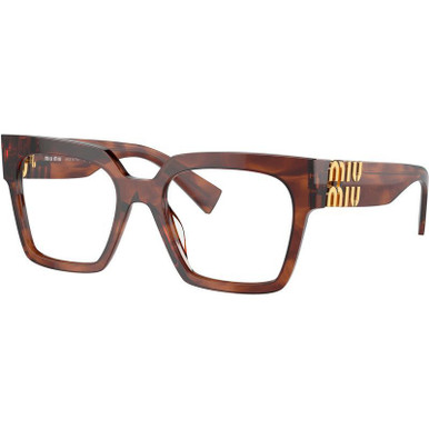 Miu Miu Glasses 04UV - Striped Tobacco/Clear Lenses