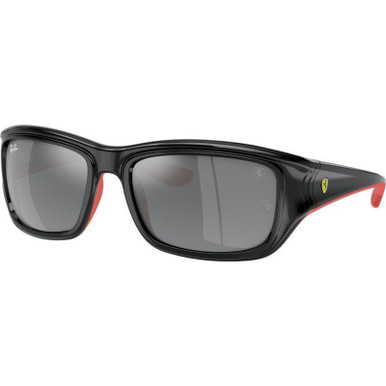 Ray-Ban RB4405M - Black on Red/Silver Mirror Lenses