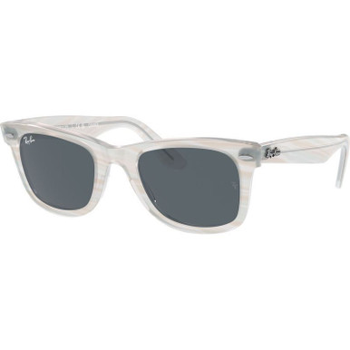 Ray-Ban Original Wayfarer RB2140, Photochromic Striped Light Blue/Blue Glass Lenses 50 Eye Size