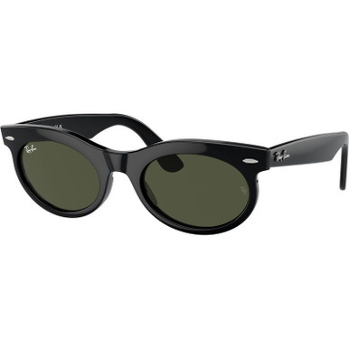 Wayfarer Oval RB2242 - Black/Green Glass Lenses 53 Eye Size