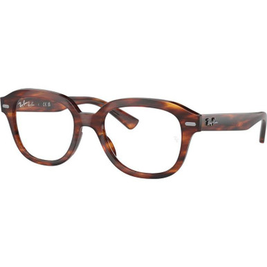 Ray-Ban Glasses Erik RX7215 - Striped Havana/Clear Lenses 51 Eye Size