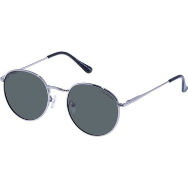 Cancer Council Enviro Round Metal - Silver and Black/Khaki Polarised Lenses