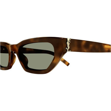 Shop Saint Laurent SLM126 Sunglasses Havana/Green | Afterpay display picture 3