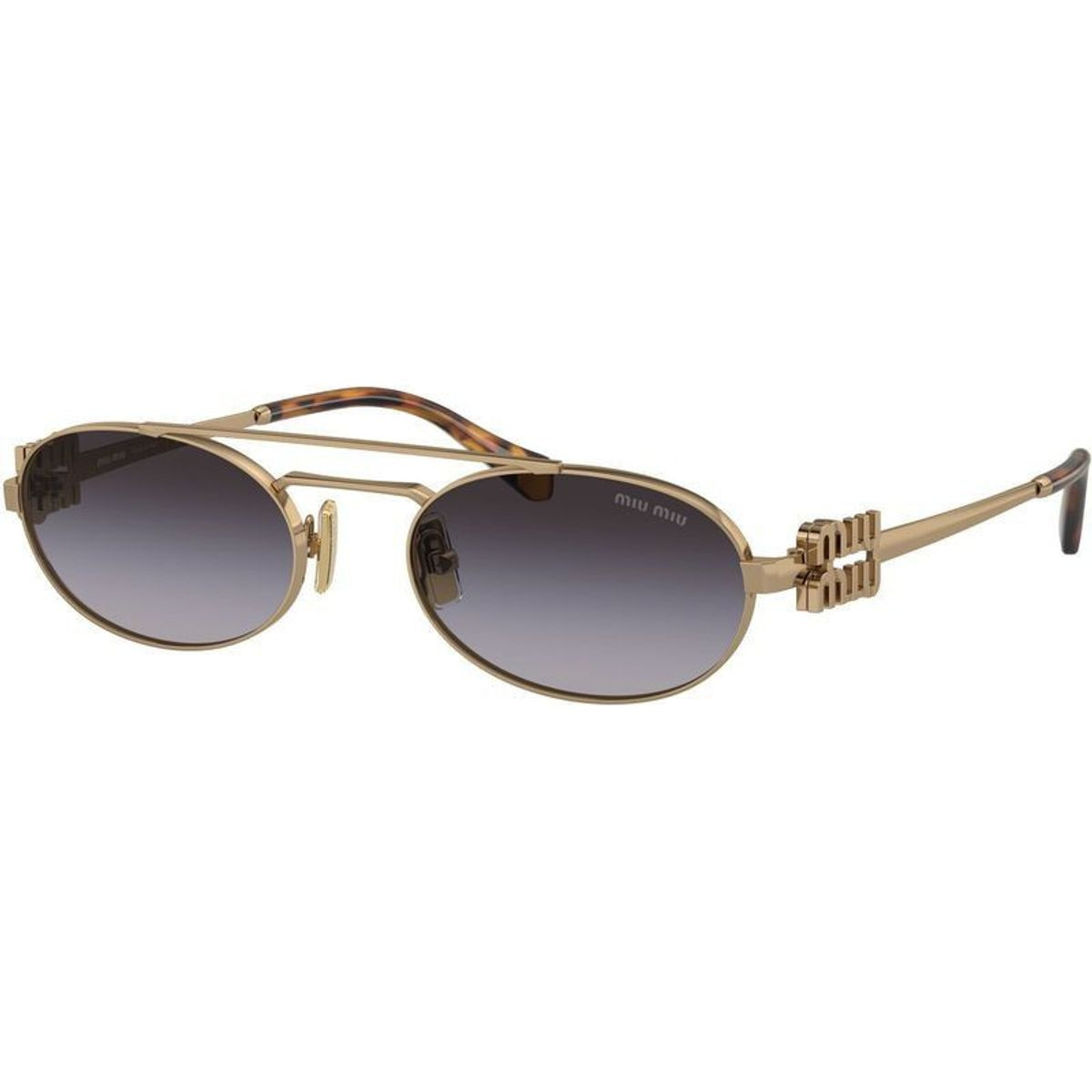 Shop Miu Miu MU54ZS Sunglasses Antique Gold/Grey Gradient
