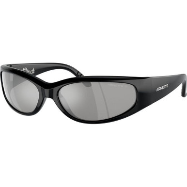 Recycled Black/Silver Mirror Polarised Lenses 65 Eye Size