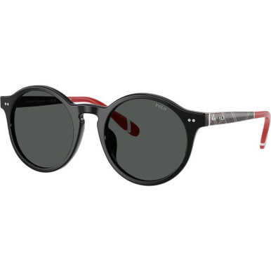 Polo Ralph Lauren PH4204U - Shiny Black and Tartan Red/Dark Grey Lenses 50 Eye Size