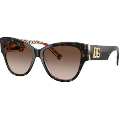 Dolce & Gabbana DG4449 - Havana and White Barrow/Brown Gradient Lenses