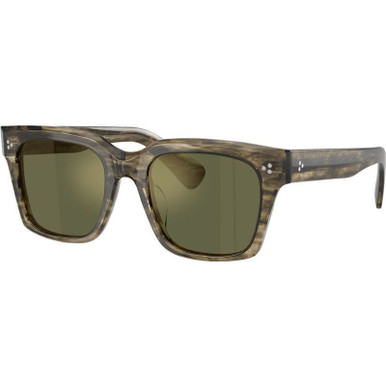 Soft Olive Bark/Green Goldtone Glass Lenses
