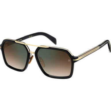 David Beckham DB 7128/S - Black Gold/Brown Green Gradient Lenses