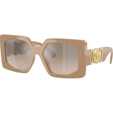 Beige/Brown Grey Silver Mirror Gradient Lenses