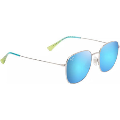 Maui Jim 'Olali Alt Fit, Shiny Silver/Blue Hawaii Polarised Lenses