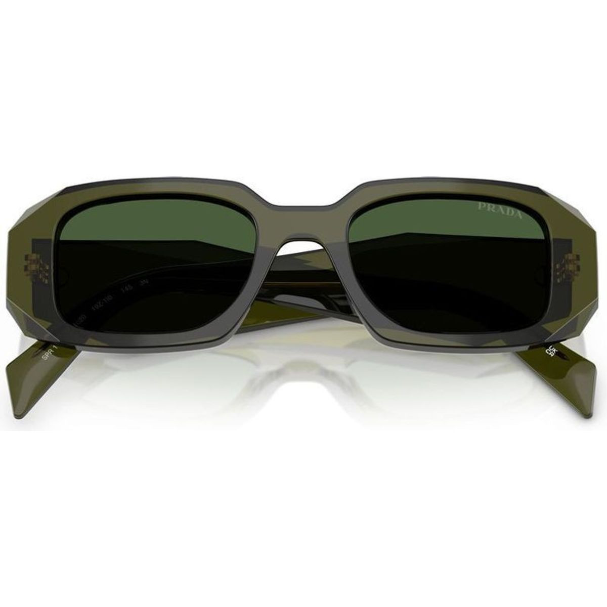 Shop Prada PR17WSF Sunglasses Transparent Bottle/Dark Green