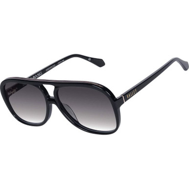 Valley Eyewear Bang Bang, Gloss Black with Metal Trim/Black Gradient Lenses