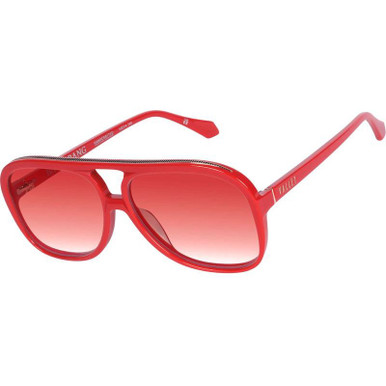 Valley Eyewear Bang Bang, Red with Gold Metal/Red Gradient Lenses