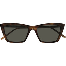 Shop Saint Laurent SL737 MICA THIN Sunglasses Havana/Grey
