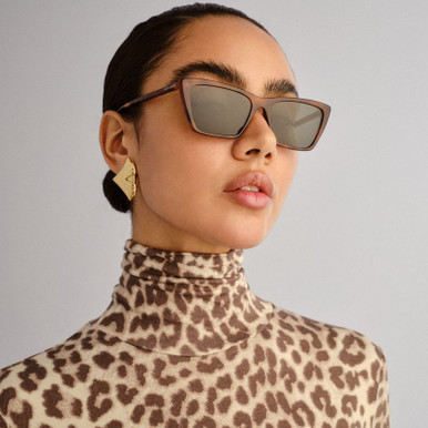 Shop Saint Laurent SL737 MICA THIN Sunglasses Havana/Grey display picture 1