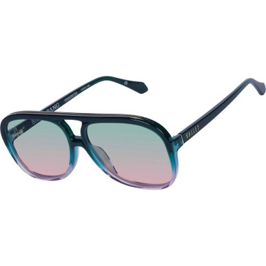Valley Eyewear Bang Bang, Forest Green Fade To Rose with Gold Metal/Olive Rose Gradient Lenses