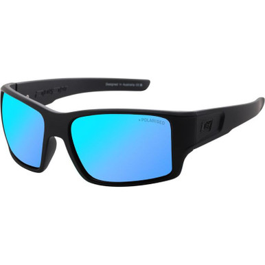 Dirty Dog Chill - Satin Black and Grey/Ice Blue Mirror Polarised Lenses