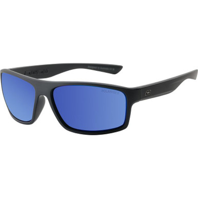 Dirty Dog Gonzo - Satin Black/Blue Mirror Polarised Lenses