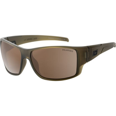 Dirty Dog Hoodoo - Crystal Satin Olive Green/Brown Polarised Lenses