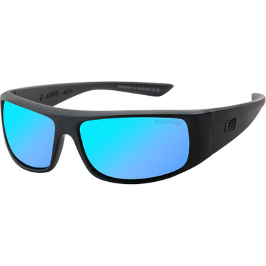 Dirty Dog Sharky, Satin Black/Ice Blue Mirror Polarised Lenses