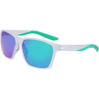 Matte Pure Platinum/Green Mirror Lenses
