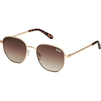 Quay Australia Big Time - Brushed Gold/Brown Gradient Lenses