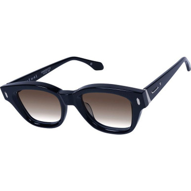 Valley Eyewear Ritual - Gloss Black with Silver Metal/Brown Gradient Lenses