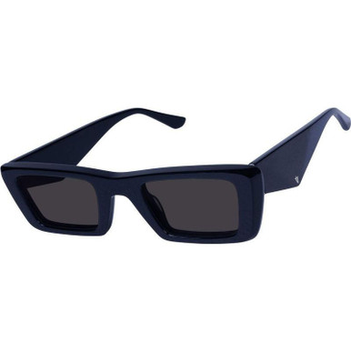 Valley Eyewear La Hara, Gloss Black with Silver Metal/Black Polarised Lenses