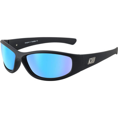 Dirty Dog Boofer - Satin Black/Ice Blue Mirror Polarised Lenses