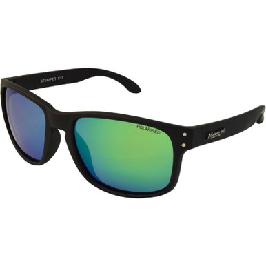 Mangrove Jacks Strapper - Matte Black/Green Mirror Polarised Lenses