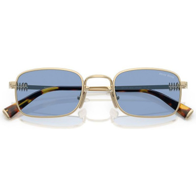 Shop the Miu Miu MUA53S Sunglasses Gold/Light Blue 52 Size display picture 1