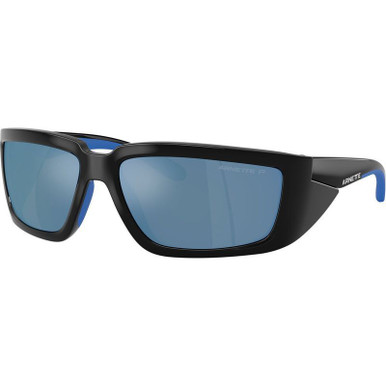Black and Royal Blue Rubber/Dark Grey Water Mirror Polarised Lenses