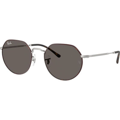 Ray-Ban Jack RB3565, Matte Havana on Matte Silver/Dark Grey Glass Lenses 55 Eye Size