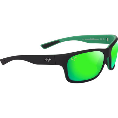 Matte Black and Green/Maui Green Mirror Glass Polarised Lenses
