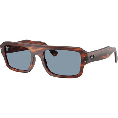 Striped Havana/Blue Glass Lenses 56 Eye Size